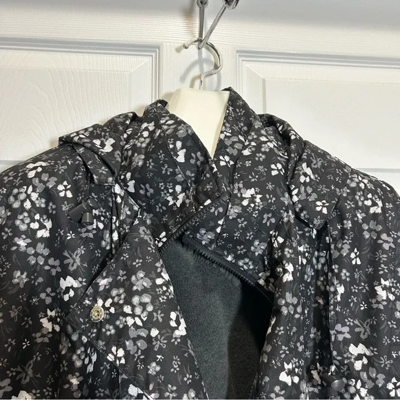 Woman Within Black Floral Removable Liner Rain Jacket - Picture 5 of 9